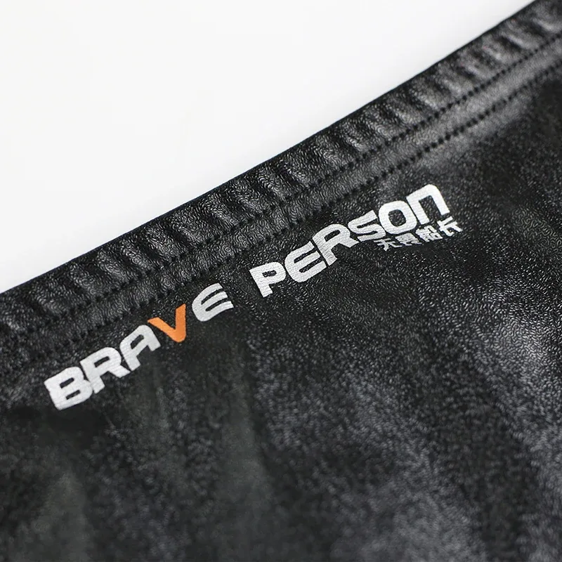 Male's Briefs Faux Leather Jockstrap Stretch Briefs Pouch Panties Underwear Low Waist Soft Male Underpants
