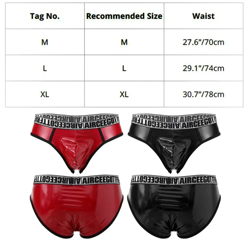 Pánské Krátké spodky z umělé kůže Sexy Mokrý vzhled Nízký pas Vyboulený Váček Kalhotky Spodní prádlo Plavky Plavky Šortky — image 20