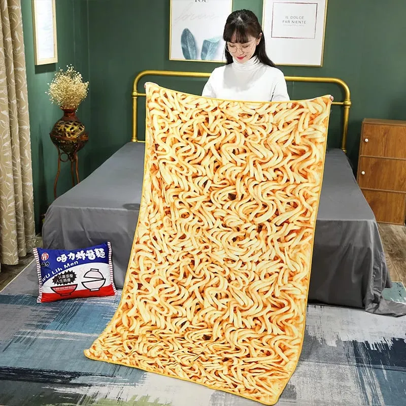 45cm Funny Food Plyšová hračka Simulace Instantní nudle Plyšový polštář s přikrývkou Plněný hovězí smažené nudle Dárky Plyšový polštář