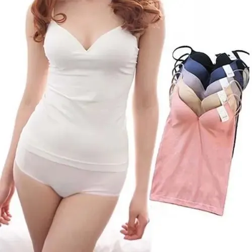 新しいファッションの女性のセクシーなパッド入りブラジャーキャミソールスパゲッティストラップタンクトップスプッシュアップブラジャーベスト女性タンクキャミ V ネックノースリーブ Tシャツ
