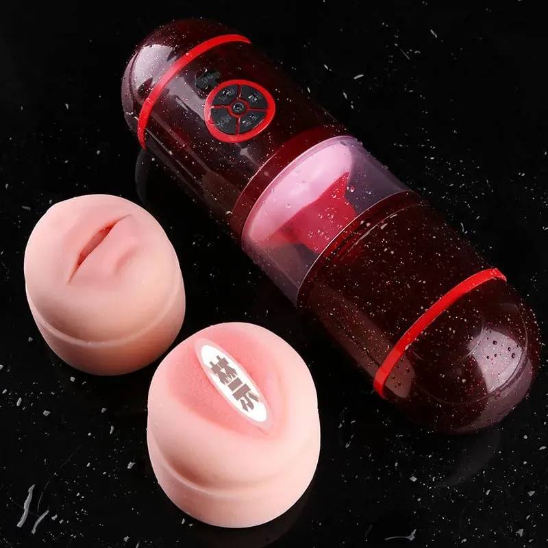 6 sprog Stemmeblowjob/vagina Mand Onani Cup Tunge Automatisk slikning Penis Lomme Fisse Deep Throat Oral Sex Mand Legetøj