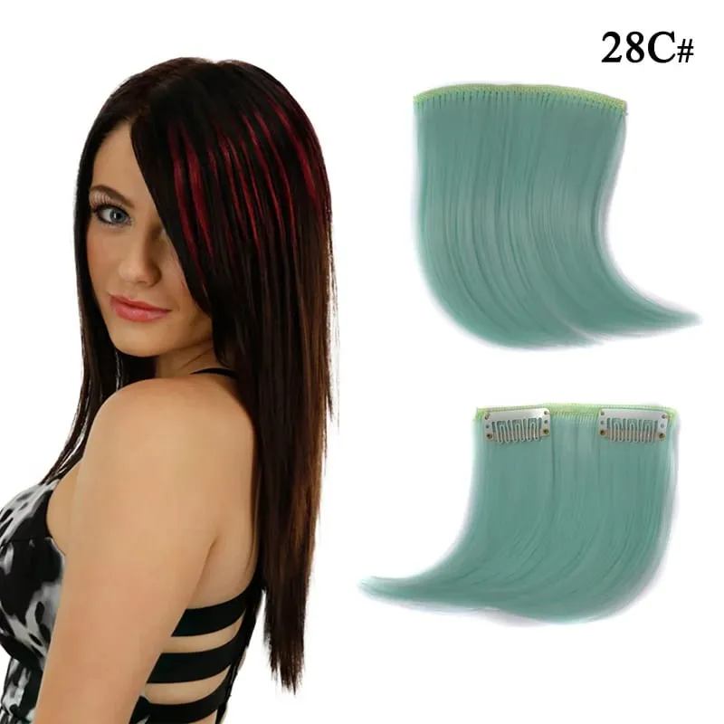 Colorful Synthetic Cosplay Hair Bangs Heat Resistant Invisible Extensions with Clips Quick Style Change Hairpieces