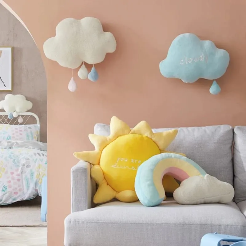 Nova chegada de pelúcia arco-íris nuvem sol brinquedo decoração para casa arco-íris nuvem travesseiro bonito criativo tempo jogar travesseiro crianças brinquedos presente — image 1