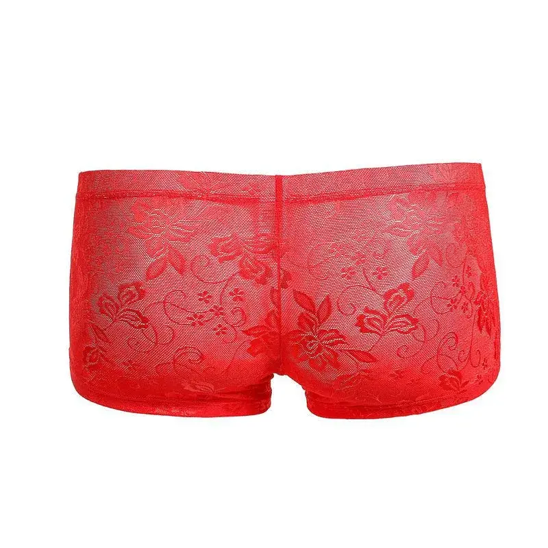Sexy Mens Boxers Shorts Mesh Man Underwear Lingerie Trunk Transparent Mesh See Through Lace Underpants