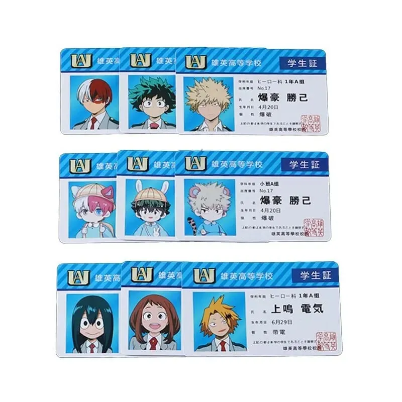 1 PCS Anime Periférico My Hero Academia PVC Cartão de identificação de estudante Cartão de alimentação escolar