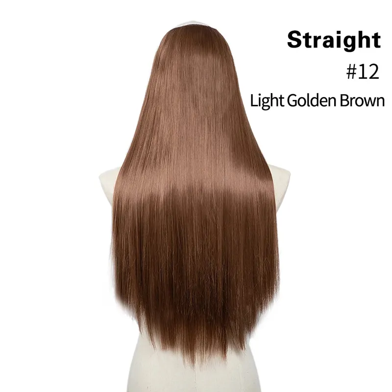 Sintético 24 "20" 16 "grampo na extensão do cabelo u parte cabelo natural em linha reta longo loiro preto falso pedaço de cabelo