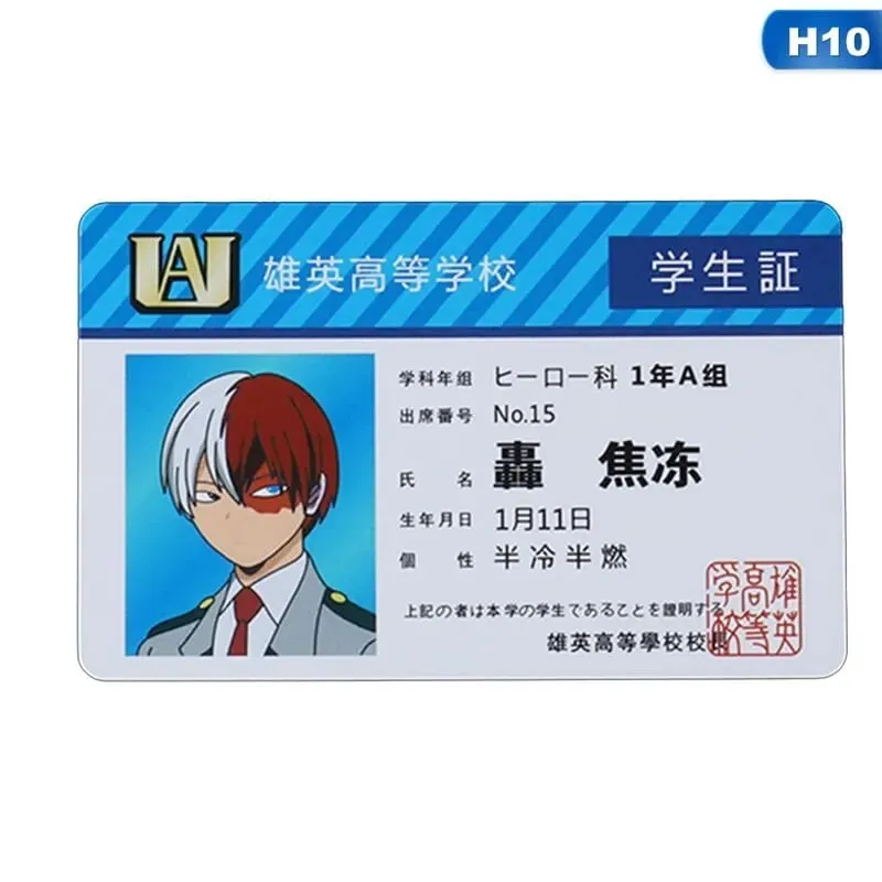 1 PCS Anime Periférico My Hero Academia PVC Cartão de identificação de estudante Cartão de alimentação escolar