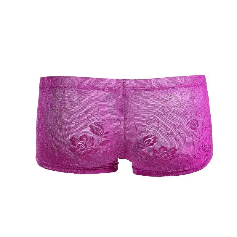Sexy Mens Boxers Shorts Mesh Man Underwear Lingerie Trunk Transparent Mesh See Through Lace Underpants