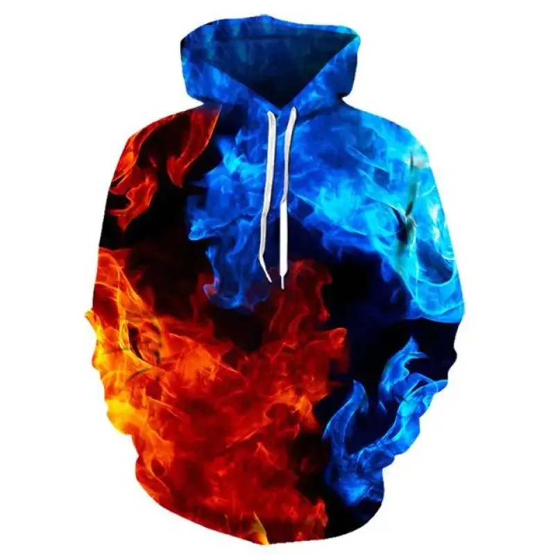 2021 neue Bunte Flamme Hoodie 3D Sweatshirt Männer/Frauen Mit Kapuze Herbst Und Winter Mantel männer Kleidung lustige Jacke schwarz Hoodies — image 4