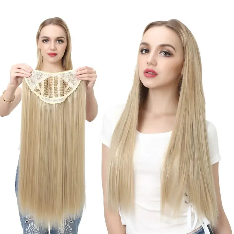 Sintético 24 "20" 16 "grampo na extensão do cabelo u parte cabelo natural em linha reta longo loiro preto falso pedaço de cabelo