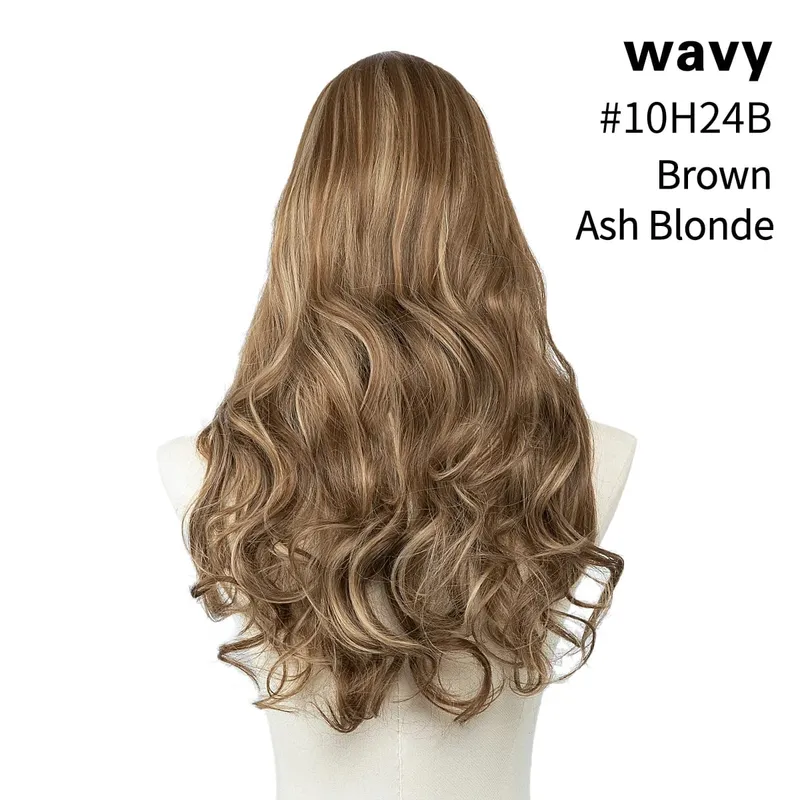 Sintético 24 "20" 16 "grampo na extensão do cabelo u parte cabelo natural em linha reta longo loiro preto falso pedaço de cabelo