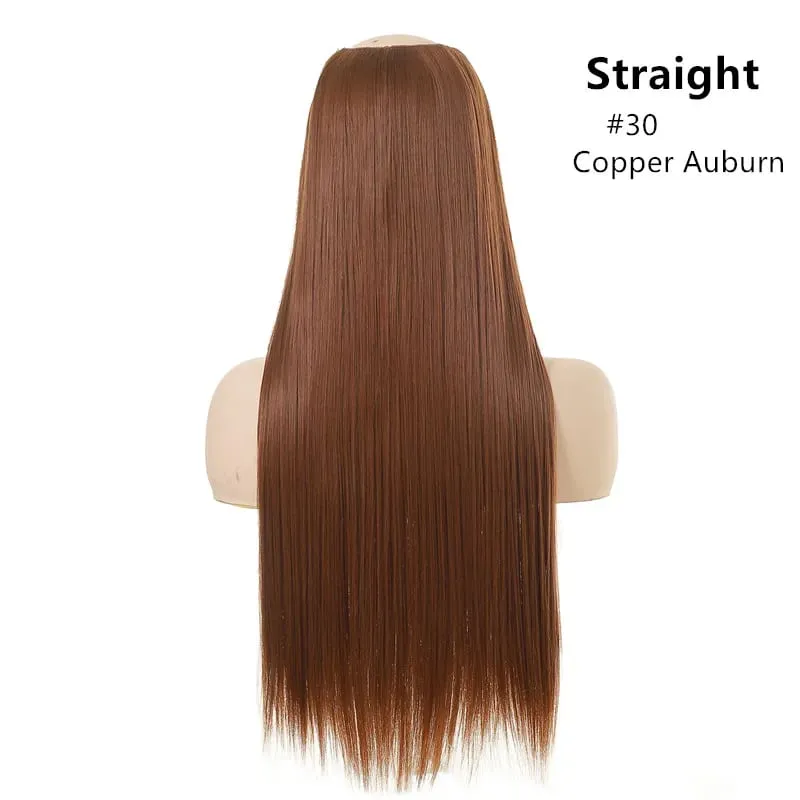 Sintético 24 "20" 16 "grampo na extensão do cabelo u parte cabelo natural em linha reta longo loiro preto falso pedaço de cabelo