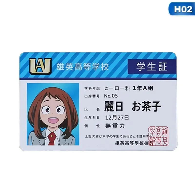 1 PCS Anime Periférico My Hero Academia PVC Cartão de identificação de estudante Cartão de alimentação escolar