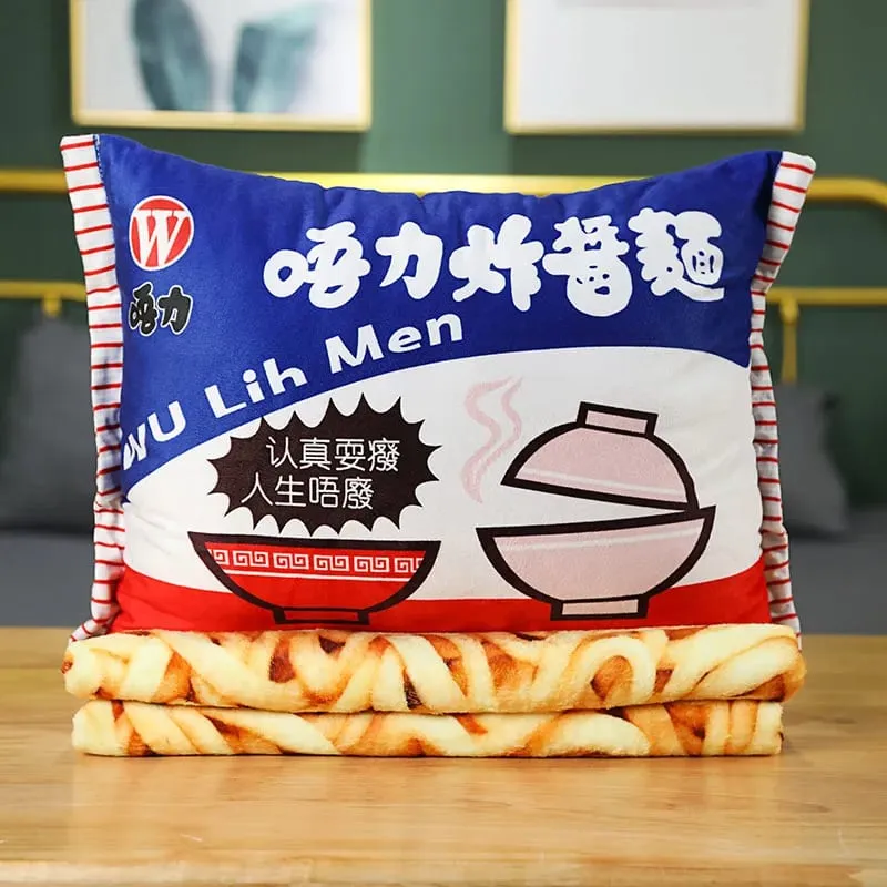 45cm Funny Food Plyšová hračka Simulace Instantní nudle Plyšový polštář s přikrývkou Plněný hovězí smažené nudle Dárky Plyšový polštář