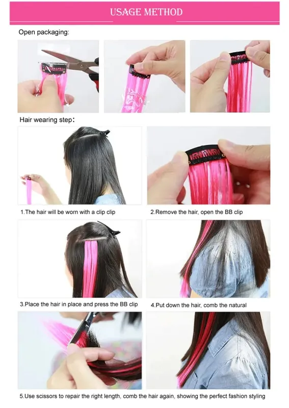 Alileader Clip On Hair Extension 57Color Ombre Straight Hair Extension Clip בחתיכות שיער בטמפרטורה גבוהה פייבר חתיכות שיער