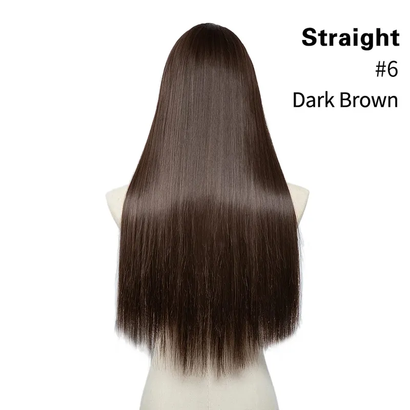 Sintético 24 "20" 16 "grampo na extensão do cabelo u parte cabelo natural em linha reta longo loiro preto falso pedaço de cabelo