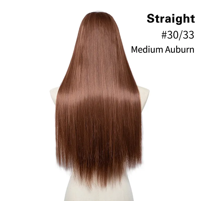 Sintético 24 "20" 16 "grampo na extensão do cabelo u parte cabelo natural em linha reta longo loiro preto falso pedaço de cabelo