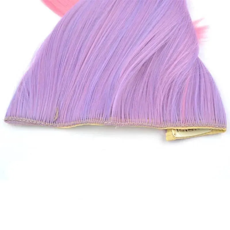 Jeedou Straight Blue Rainbow Balayage Ombre Color Clip In One Piece Prodlužování vlasů Syntetický halloweenský cosplay příčesek