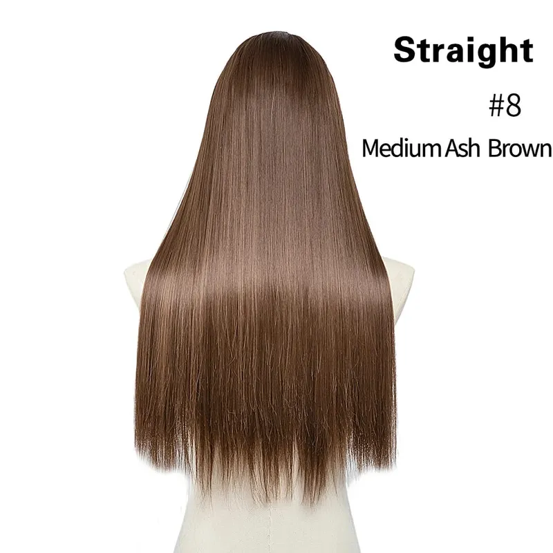 Sintético 24 "20" 16 "grampo na extensão do cabelo u parte cabelo natural em linha reta longo loiro preto falso pedaço de cabelo