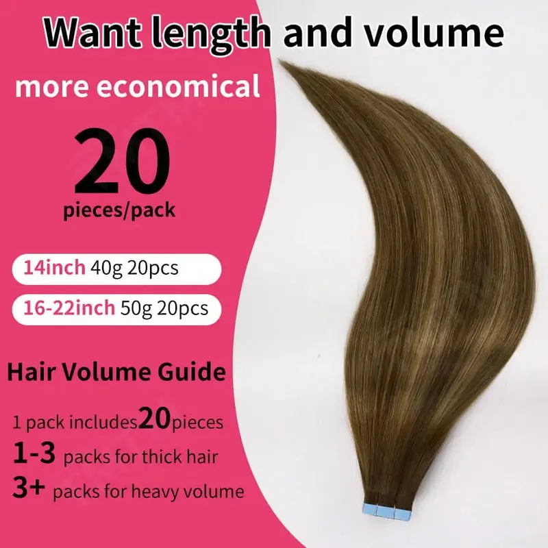 Straight Tape in Hair Extensions Human Hair 2g/2.5g/pcs Tape in Extension 20pcs/set Remy Human Hair Natural Human Hair Extension