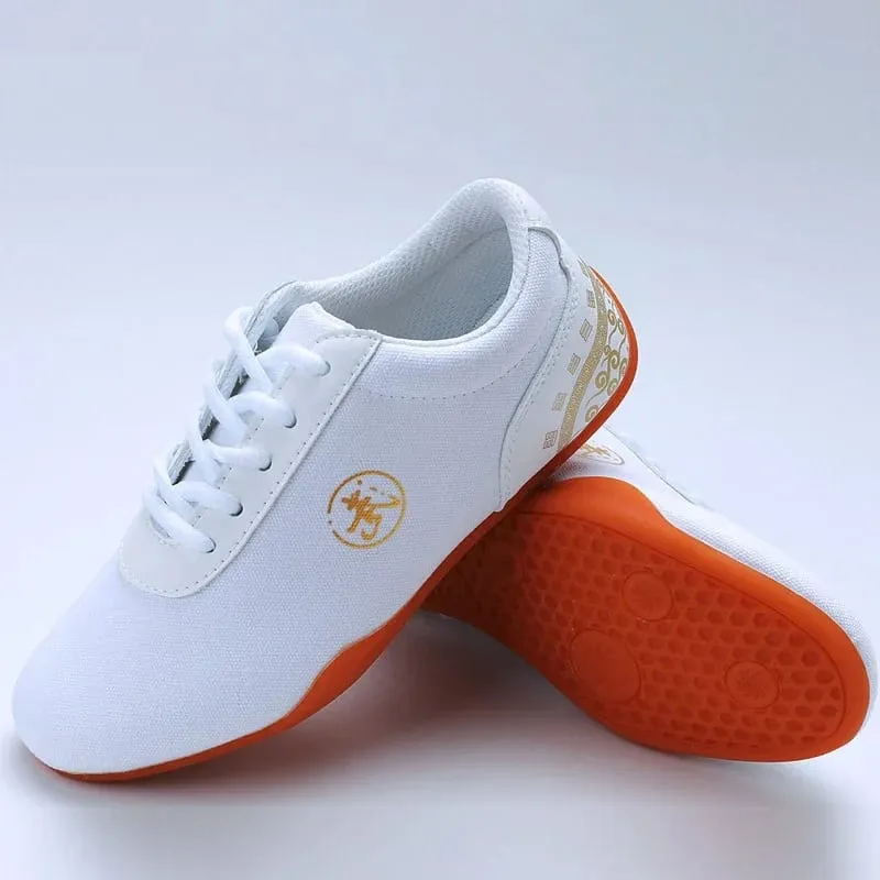 Men Women Sport Martial Arts Kung Fu Shoes Lace Up Man Canvas Tai Chi Sneakers White Black Blue Ladies Wushu Sneakers Rubber