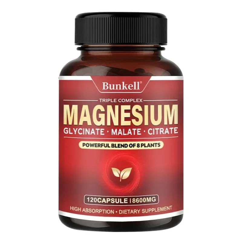 Citrato malato di magnesio glicinato ad alto assorbimento 100% chelato non OGM Vegetariano senza glutine 8 600 Mg 120 capsule