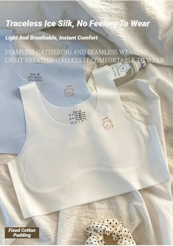 3Pcs Teenagers Comfortable Breathable Simple Training Bra Vest Soft Elastic Skin Friendly Lingerie For Girls No Steel Ring