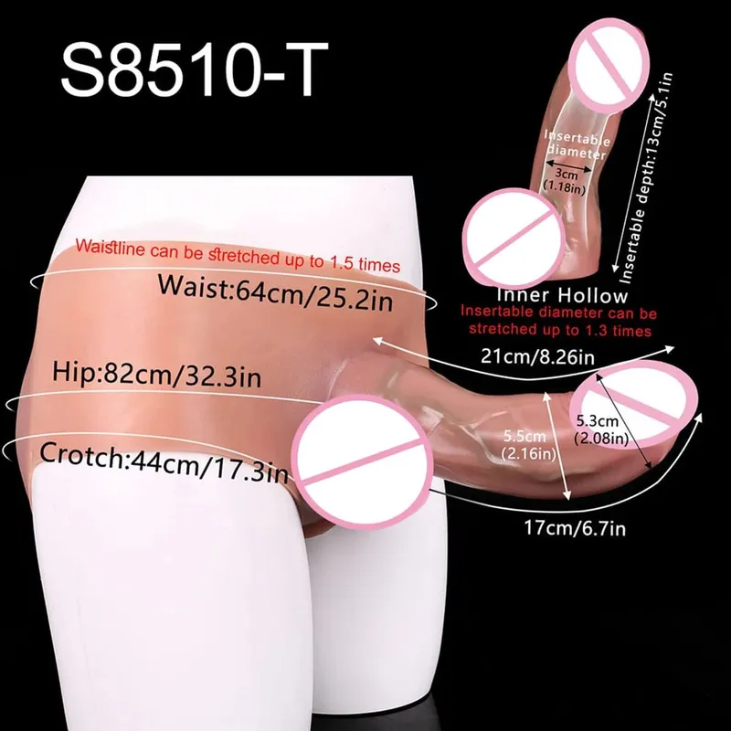 Flexible Skin-Like Huge Hollow Dildo Male Strap-On Lifelike Penis Extend Sleeve насадка на член Couples Sex Pleasure Toys