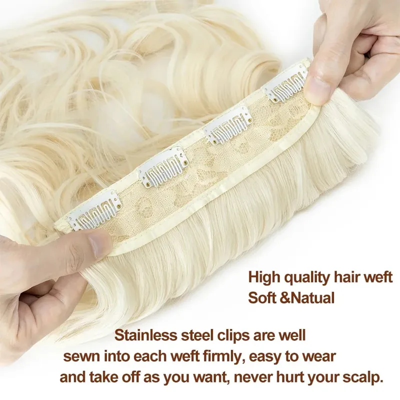 4 Pieces Set Clip In Hair Extensions Highlight Wavy Curly Long Synthetic Hairpieces For Women 22 Inch 180g Hair Clips Hair