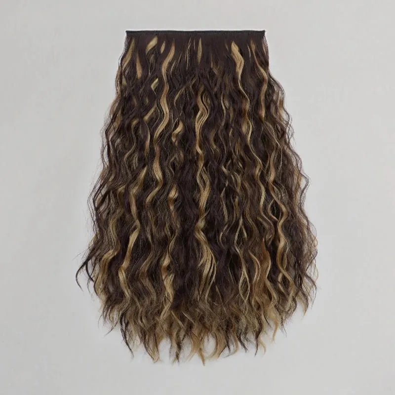 18Inch Synthetic One Piece 6 Clips Short Wavy Curly Clip-In Hair Extension Invisible Fulffy Black Brown Hairpiece for Women