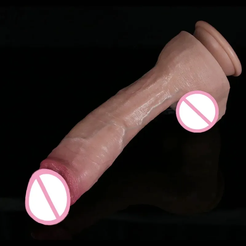 XXL Wihte Silicone Realistic Dildo Soft Dick Suction Cup Penis Anal Sex Toys Women G-spot Stimulator with Curved Shaft and Ball