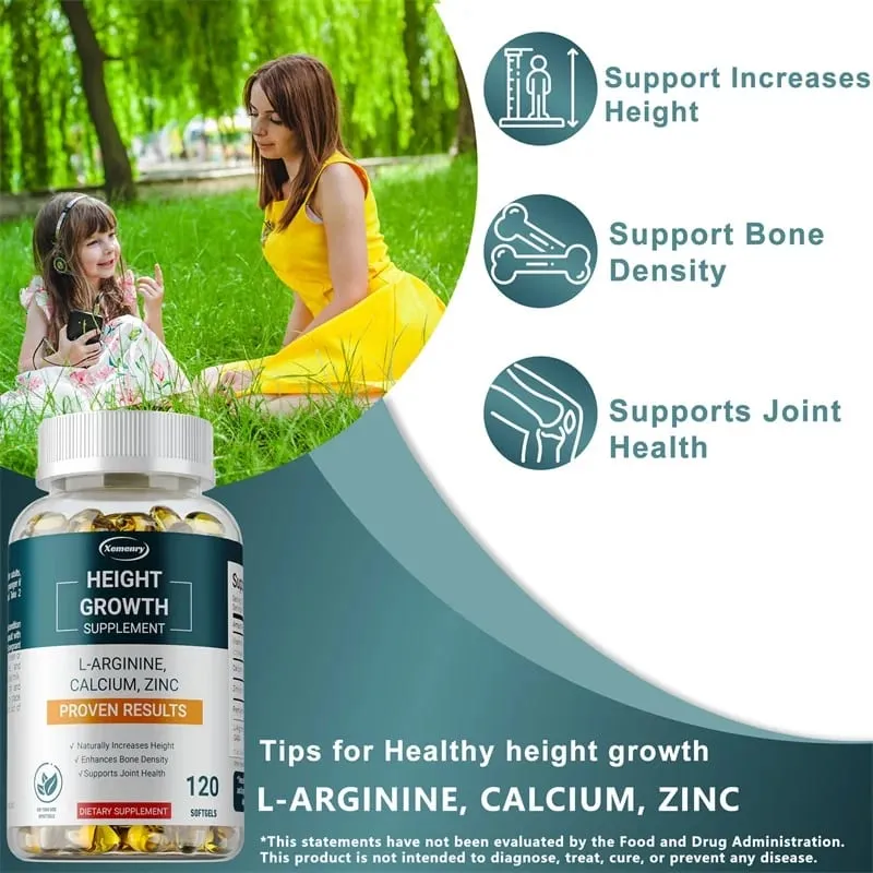 Height Growth Supplements - with Vitamins and Calcium Zinc Improves Bone Strength Promotes Growth and Improve Immunity