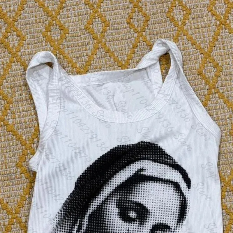 top mujer Tanks & Camis Tops Print Crop Top Clothes Grunge Corset Streetwear Baby Tank clothing Shoujo Girl Style Y2k Clothes