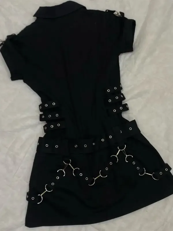 Premium Slim Dark Casual Dresses Japanese Unique Half Sleeve Minority High Street Robe Personalized Y2K Goth Punk Style Vestidos
