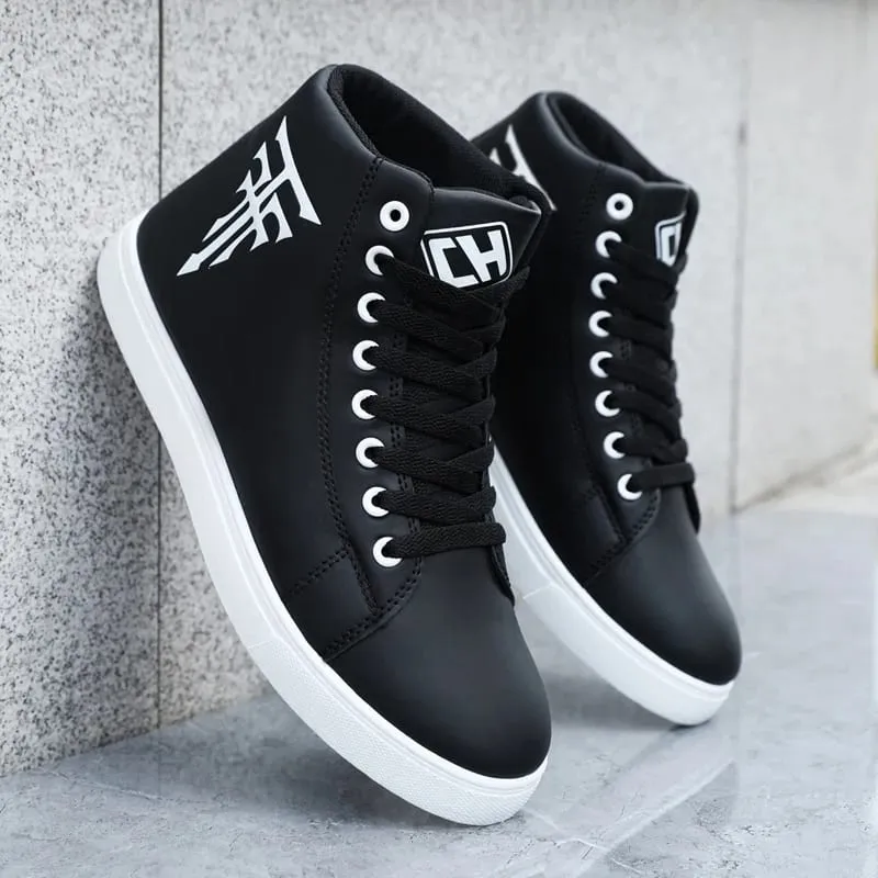 1 Pair of High-Top Men's Board Shoes Thick Soles for Wear Resistance Anti-Slip and Easy to Wear Available in Large Sizes Ver