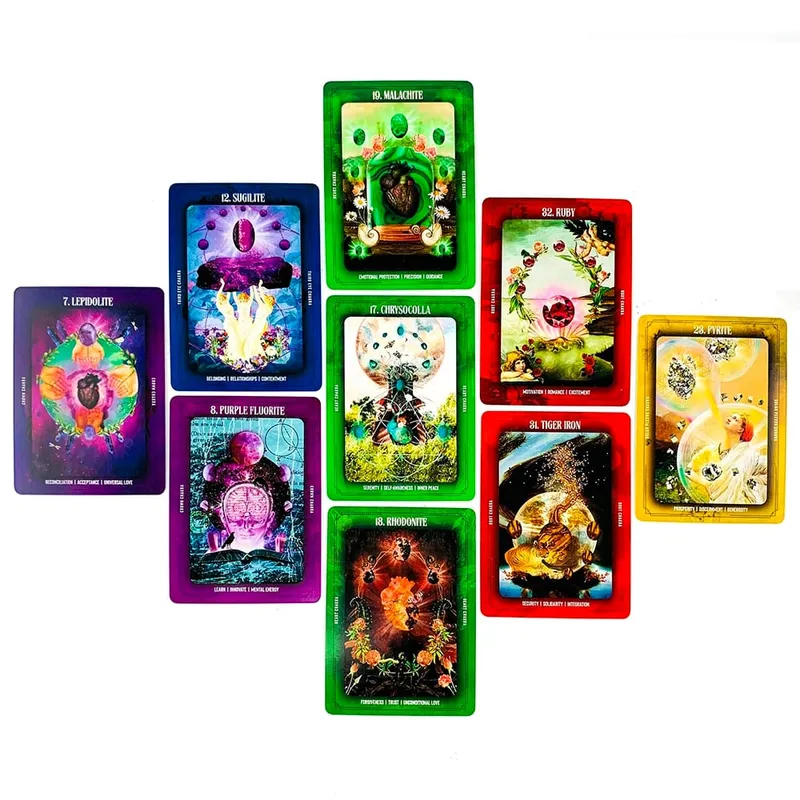 New Crystal Alchemy Oracle Cards 36 Deck 10.2*7.4cm English Version Fate Divination Board Game Meditation & Party Games