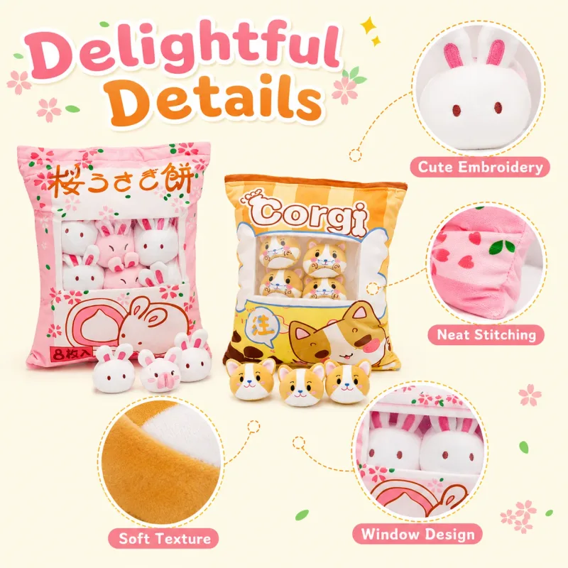 Cute Cartoon Snack Bag Plush Pillow Stuffed Doll Throw Cushion Trendy Internet Famous Snack Bag Plush Toy Soft Office Home De