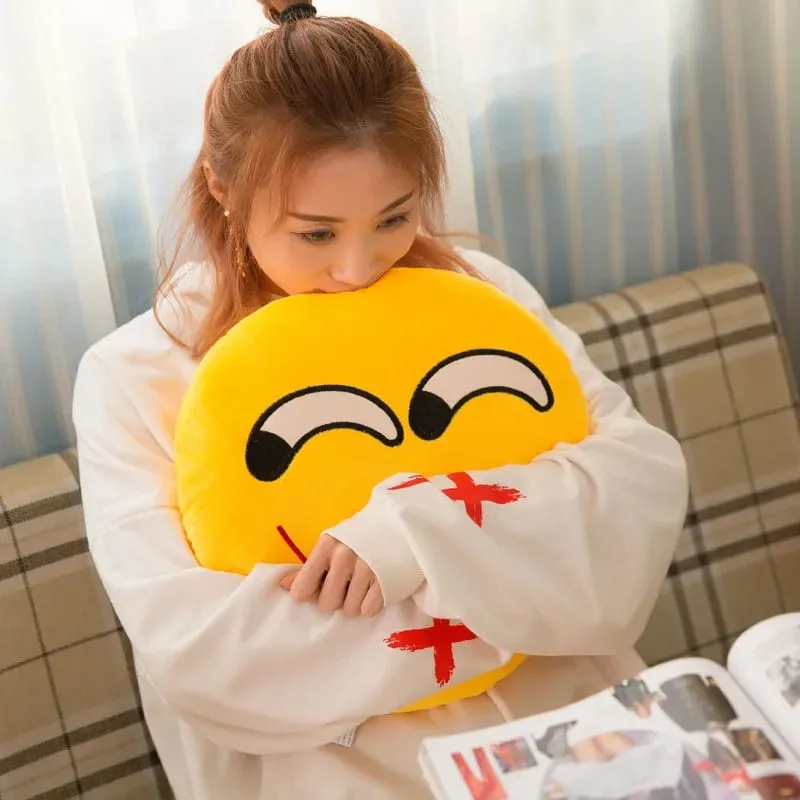 32cm Meme Emoji Smiley Face Plush Pillow Super Cute Soft Hugging Pillow for Sleeping Rest And Cushion - Toy Gift