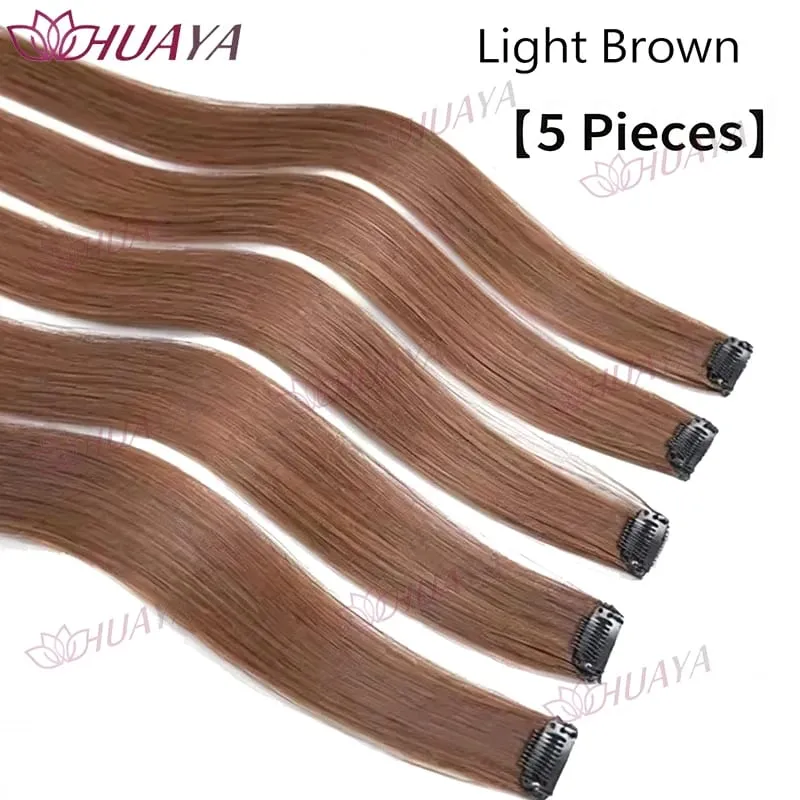 Synthetic 24-inch BB clip-in hair extensions 5 pieces per set one clip per piece seamless hairpieces.Easy and comfortable to w
