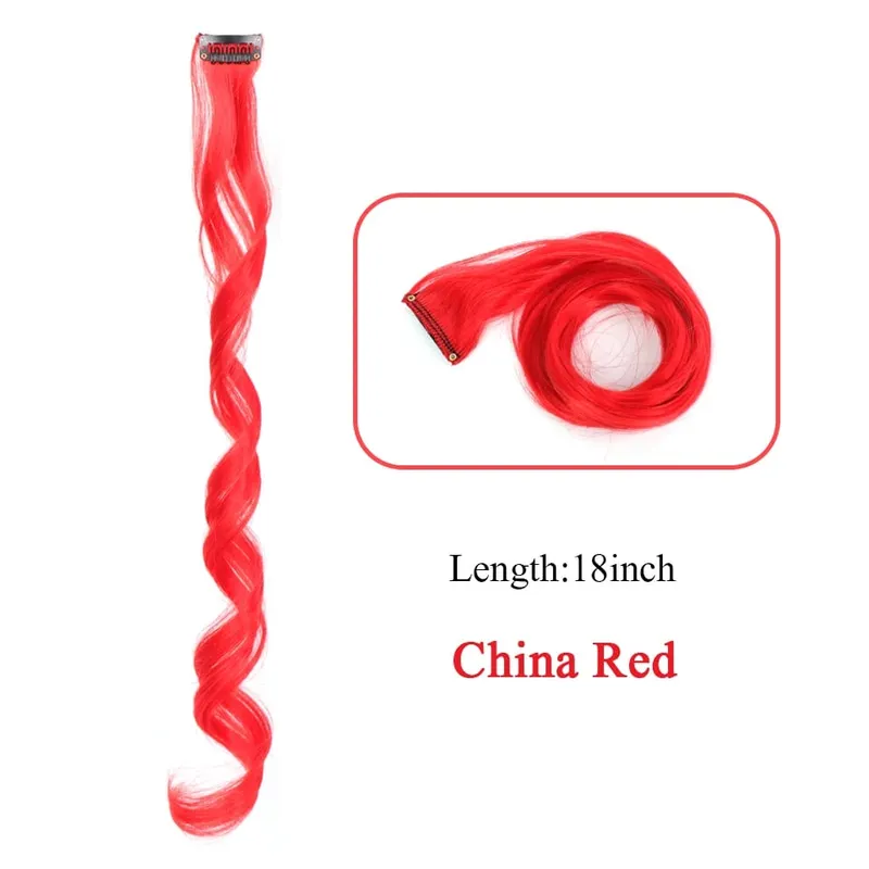 Tổng Hợp Kẹp Trong Một Miếng Nhiều Màu Sắc Làm Tóc Xoăn Tóc Tổng Hợp Miếng 18 "Dài Ombre Tóc Hồng Tím Đỏ xanh Dương