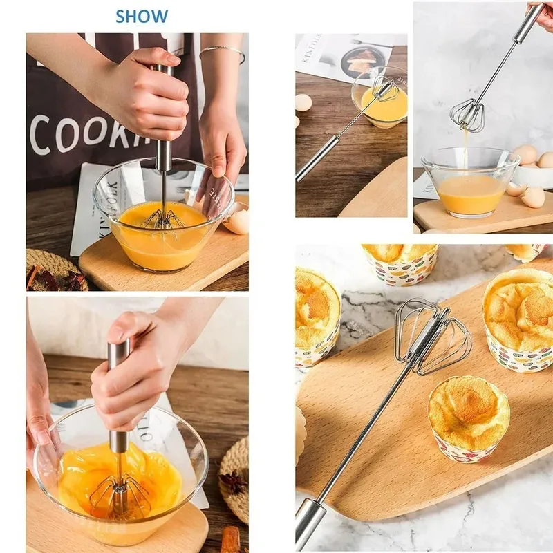 Manual Pressure Rotary Blender Coffee Milk Mixer Handheld Egg Blender Kitchen Baking Cooking Tool