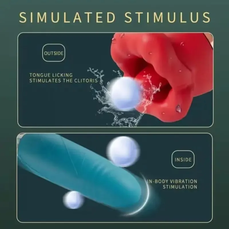 2in1 Clitoral Licking Rotating G Spot Vibrator Clit Tongue Dildo Vaginal Vibrating Stimulator Adult Sex Toys for Women