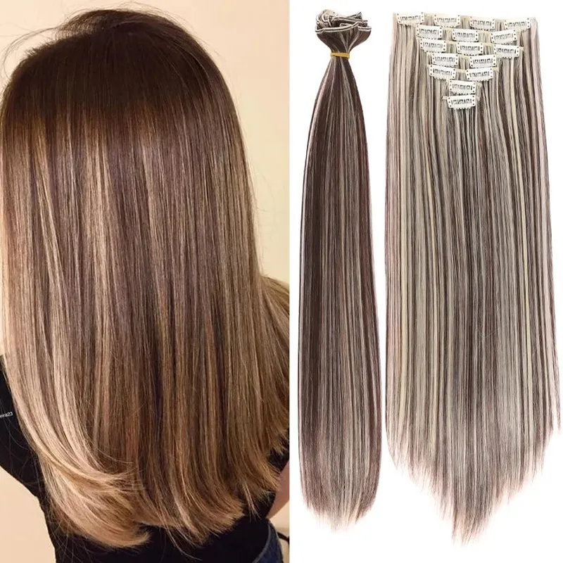 Synthetic 7 Pieces/Set 22 Inch Straight Hair Extensions Clip-In Extensions Christmas Halloween Hair Extensions