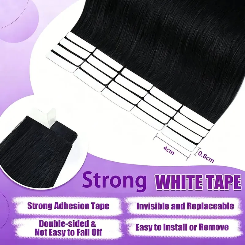 Tape sa Mga Extension ng Buhok Straight Remy Buhok ng Tao Seamless Invisible Skin Weft Remy Double Sided Adhesive Vietnamese Human Hair 50g/pack 16-26 pulgada