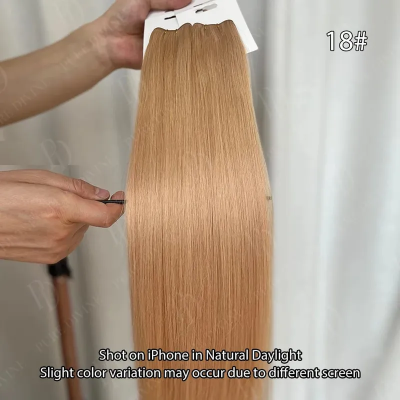 Hot Sale Genius Weft Human Hair Extensions 50g/pc Double Drawn Balayage Blonde Full End Invisible Straight Virgin Remy Hair 15A