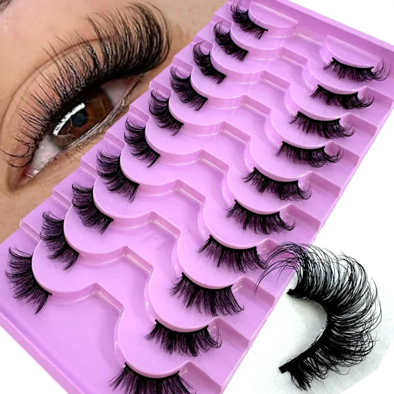 Halbe Wimpern, 10 Paar halbe Wimpern, weiche, natürliche Katzenaugen-Wimpern, Make-up-Werkzeug, künstliche Wimpern, Verlängerung, flauschige künstliche Wimpern