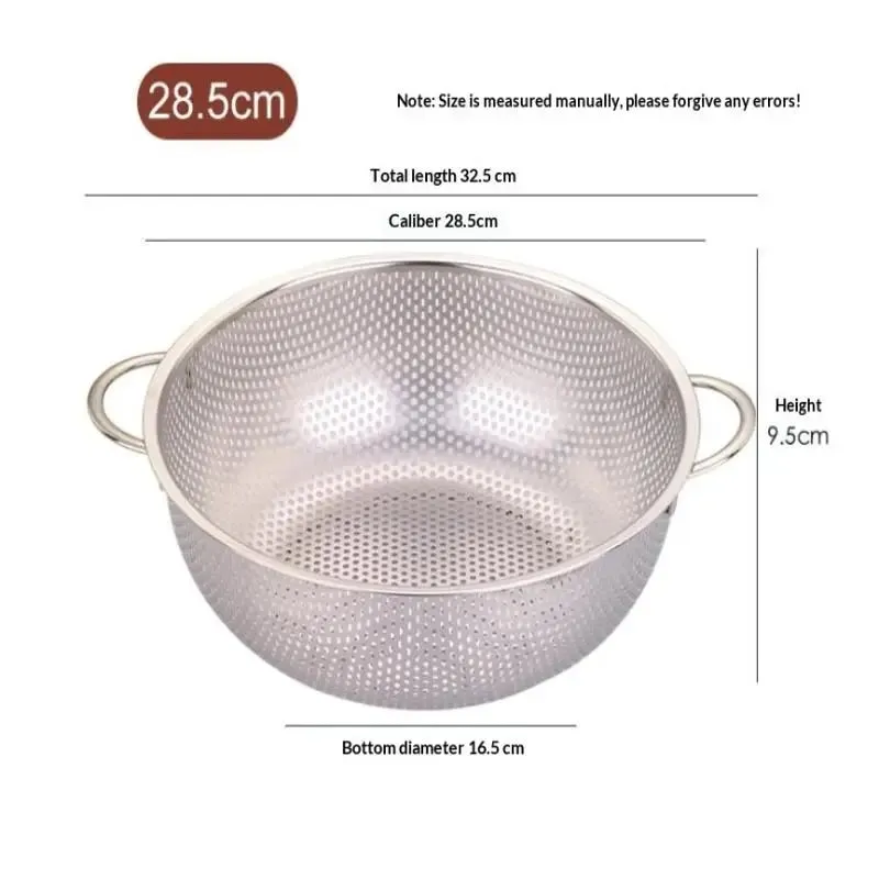 ♥Stainless Steel Kitchen Hole Dense Mesh Sifter Colander Strainer Sieve Baskets for Washing Fruits/Vegetables/Rice