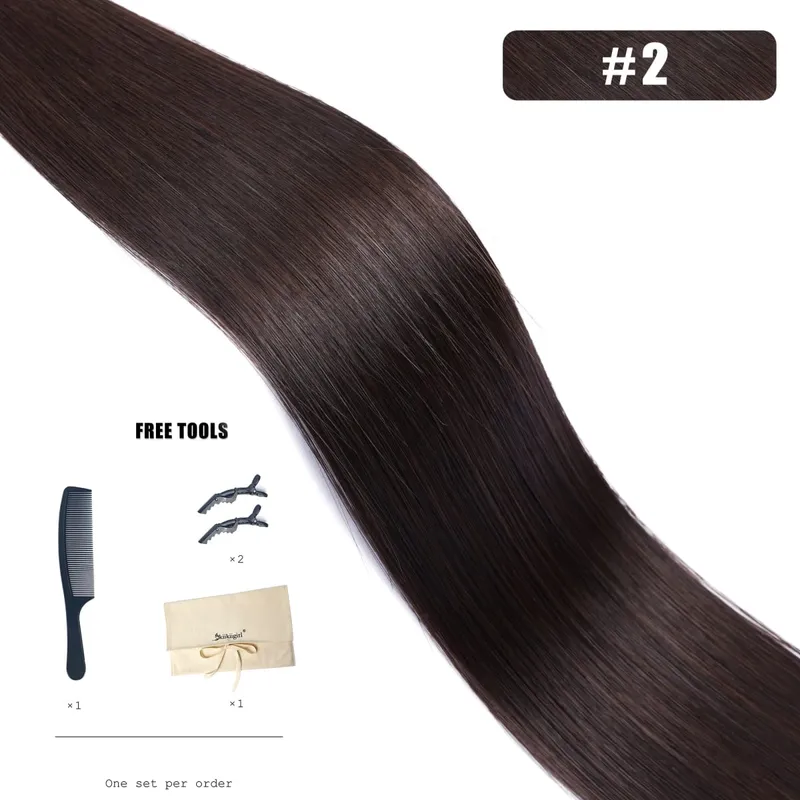 Butterfly Weft Hair Extensions Human Hair Invisible Flat PU with Hole Twin Tabs Hair Weft 12-24inch Micro link 100g