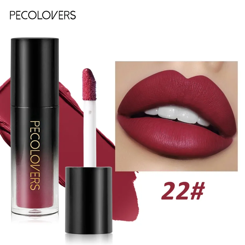 Brilho labial de veludo fosco, múltiplas cores, à prova d'água, de longa duração, copo antiaderente, batom suave para aplicar alta renderização de cores