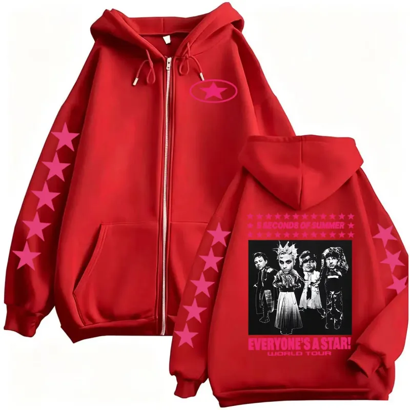 5 Seconds of Summer Everyone's A Star World Tour Zipper Hoodies Coats Men Women Harajuku Punk Hip Hop Cardigan Sweatshirt Jacket
